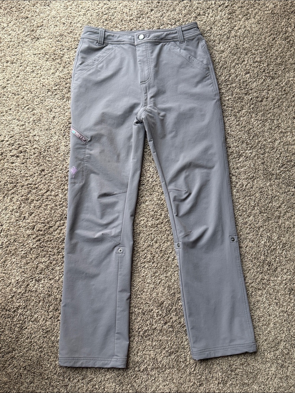 SheFly Women’s gray/purple technical Outdoor Pants w/hidden zipper, Sz. 6 - Picture 2 of 14